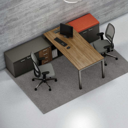 Ilha de Trabalho 01 Mesa e Armário Lateral AxisPro