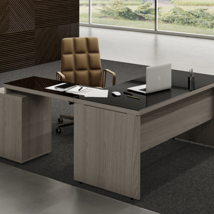 Mesa Diretor em L c/ Gaveteiro Prime Executive