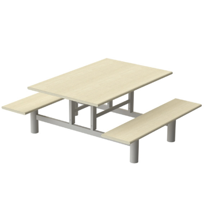 Mesa de Refeitório c/ banco acoplado quadrado 4 pessoas